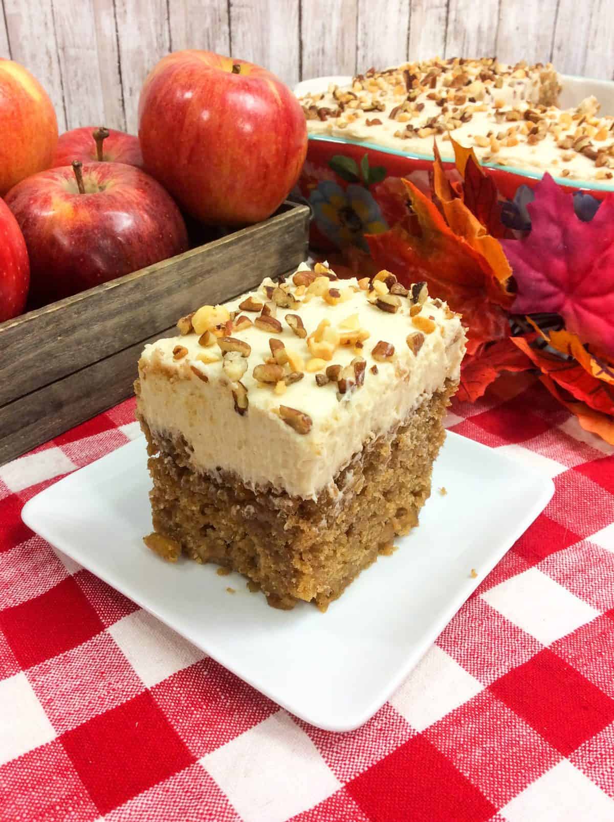 moist apple cake with brown sugar frosting