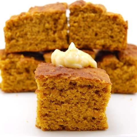 several pieces of pumpkin cornbread cooked