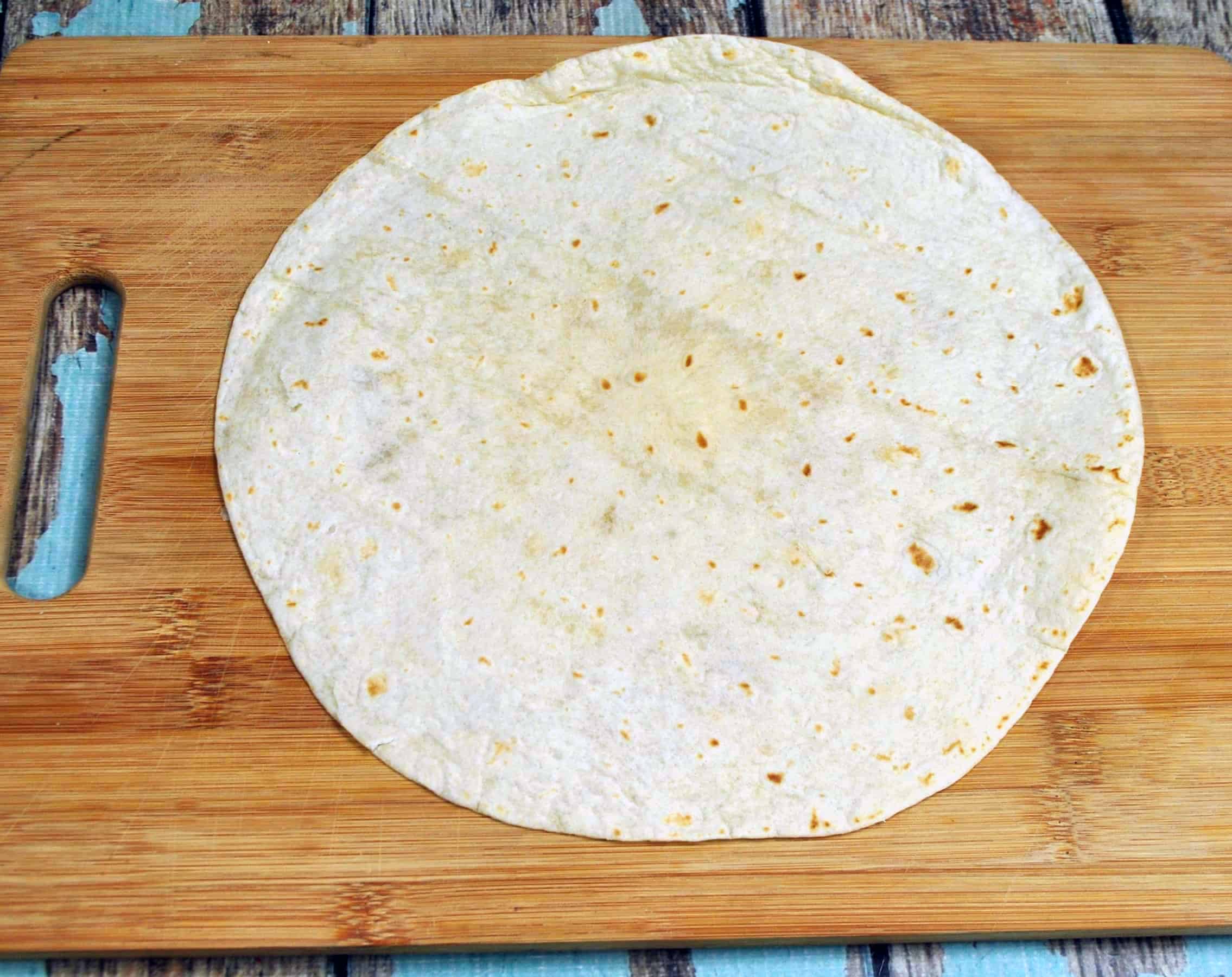 tortilla on a cutting board