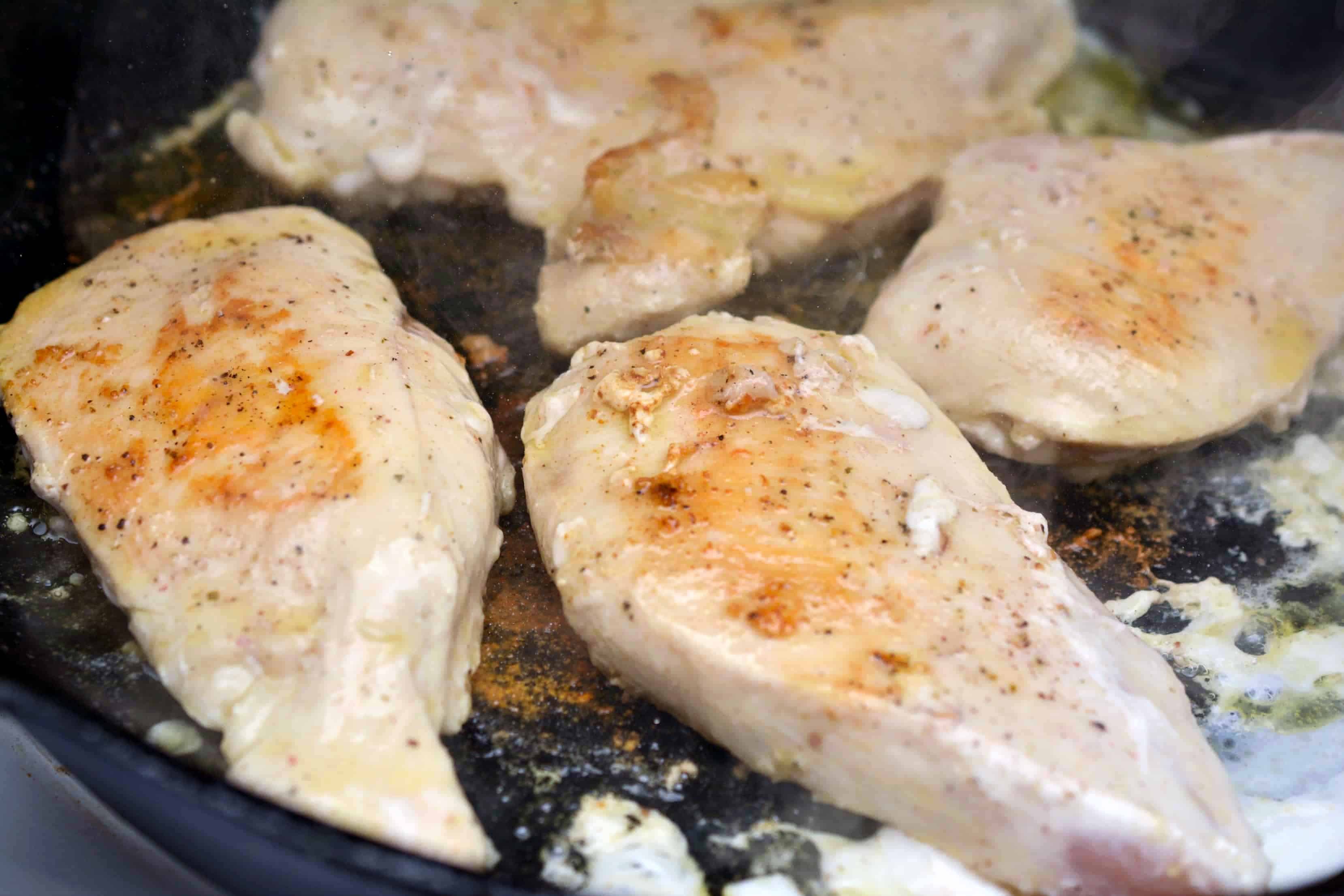 chicken breast in a pan