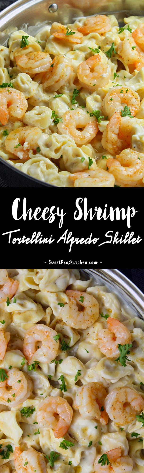 Cheesy Shrimp Tortellini Alfredo Skillet