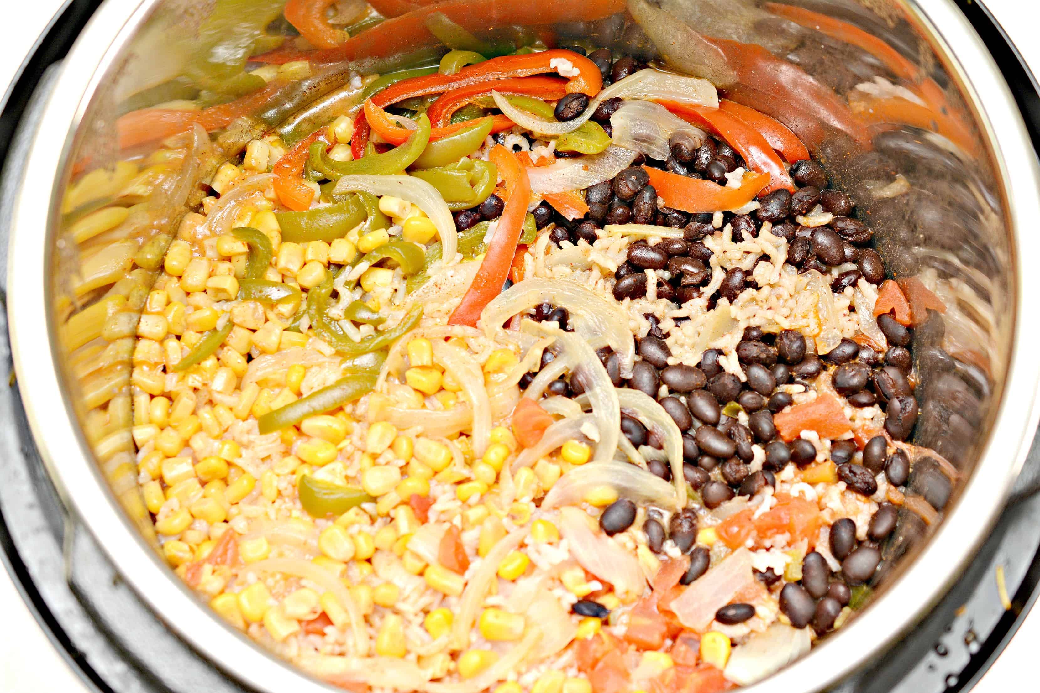 cooked ingredients for chicken burrito bowl