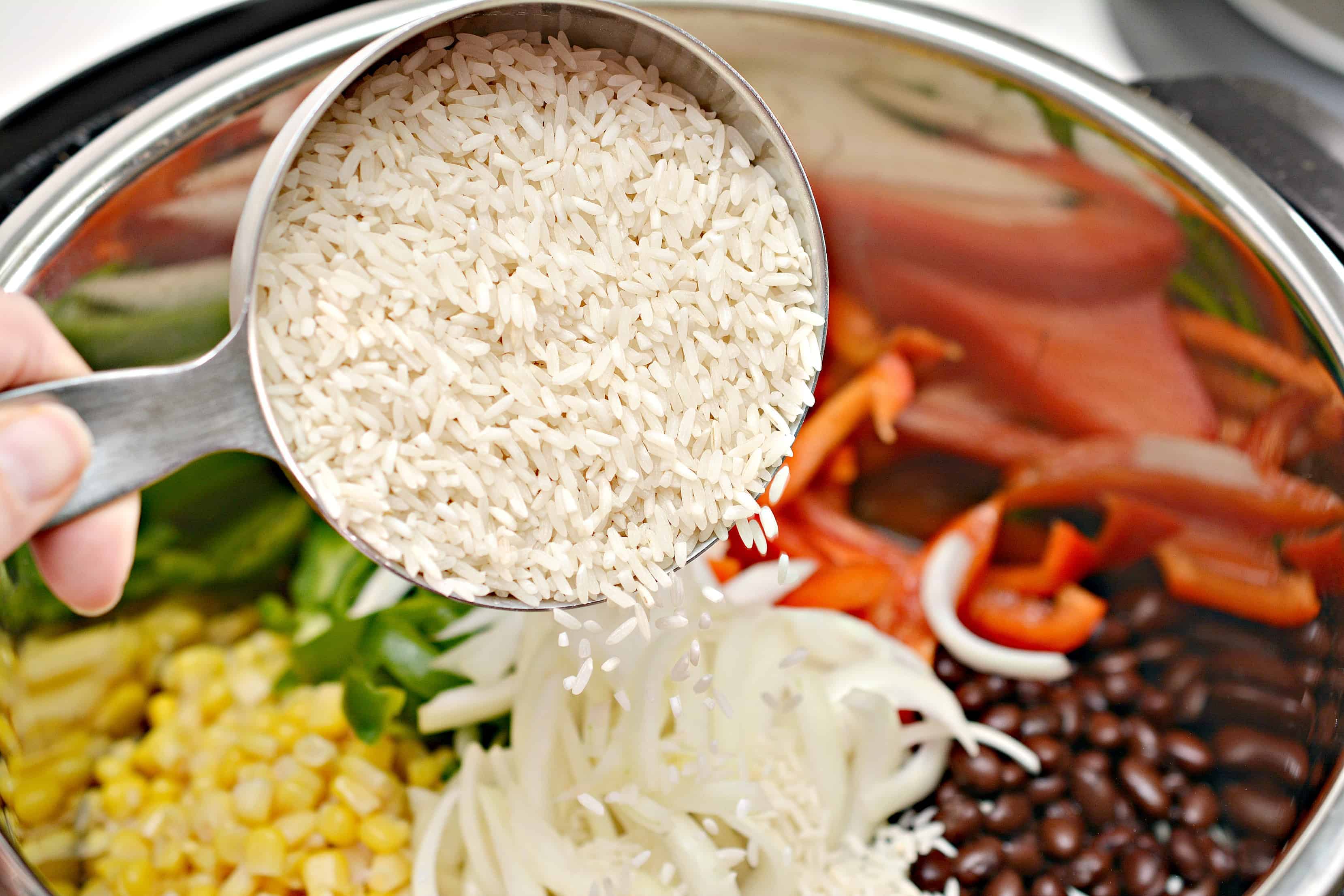 add rice over veggies in the instant pot