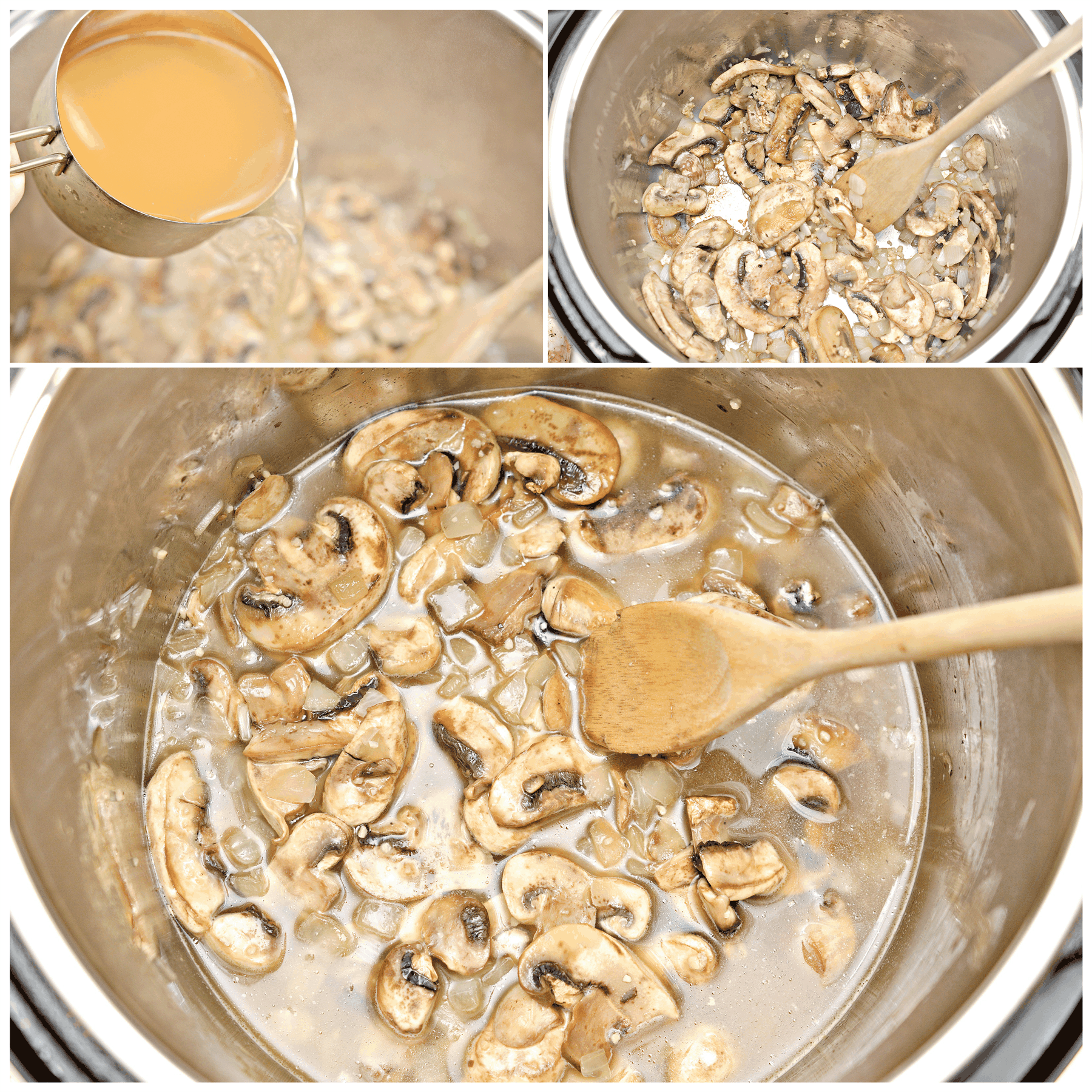 mushrooms and broth in the Instant Pot