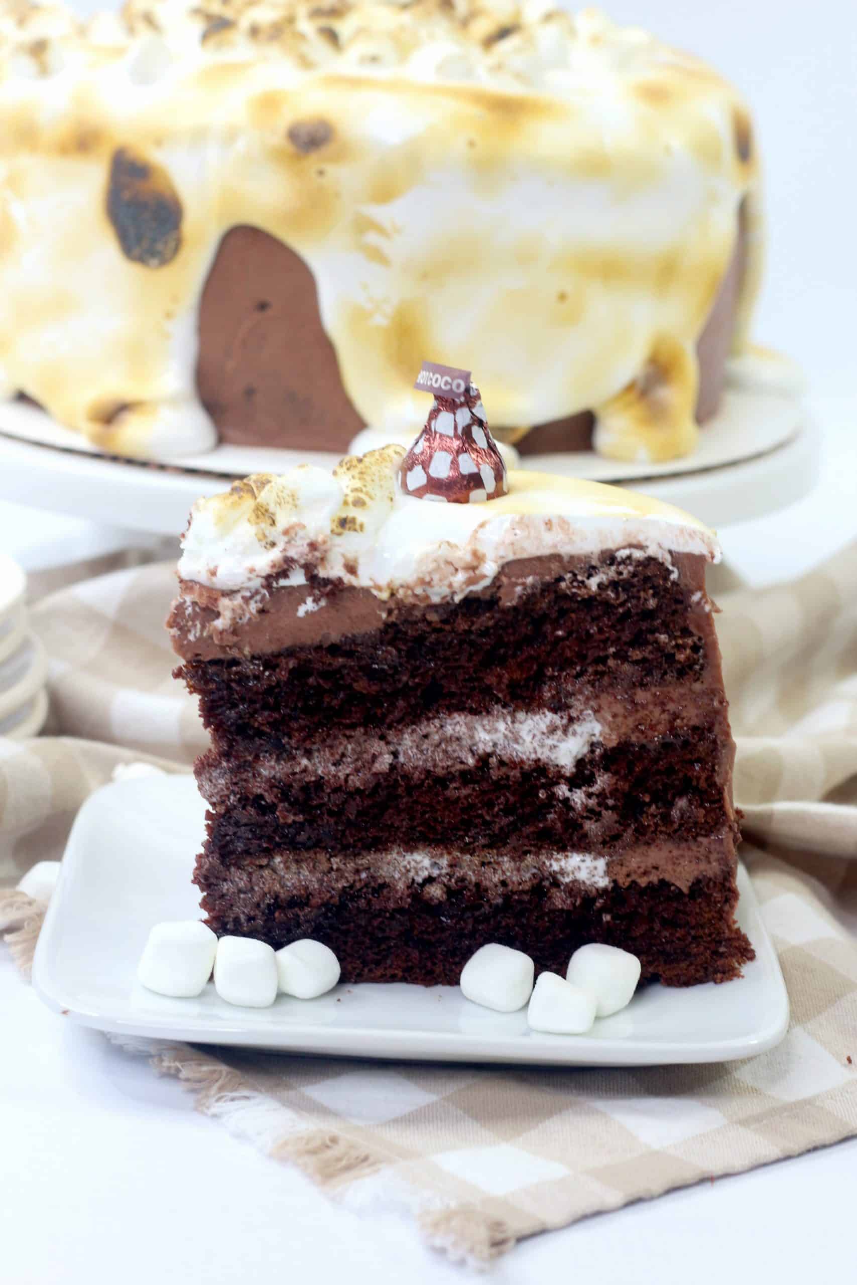 hot cocoa cake on plate