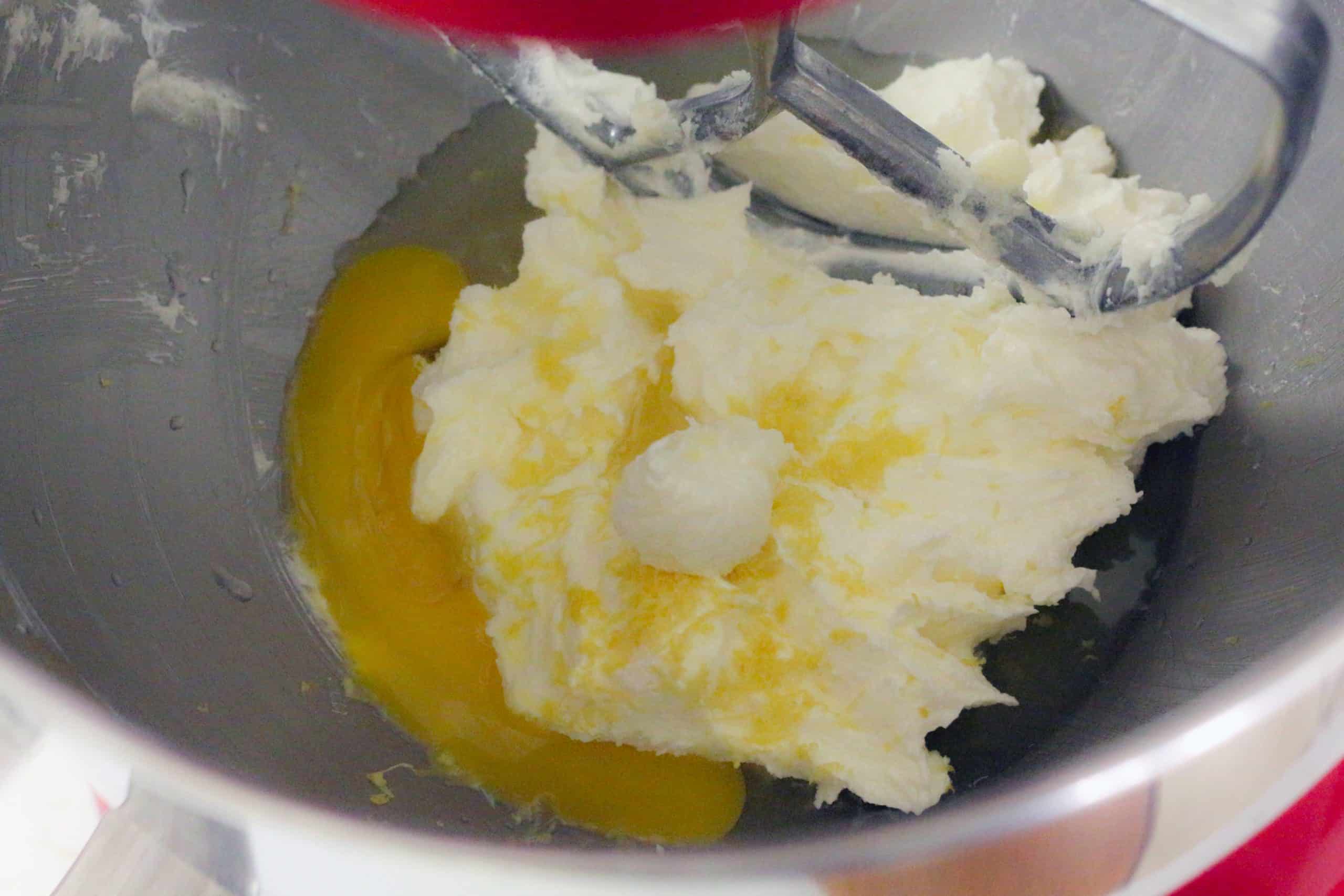 egg added to the butter mixture