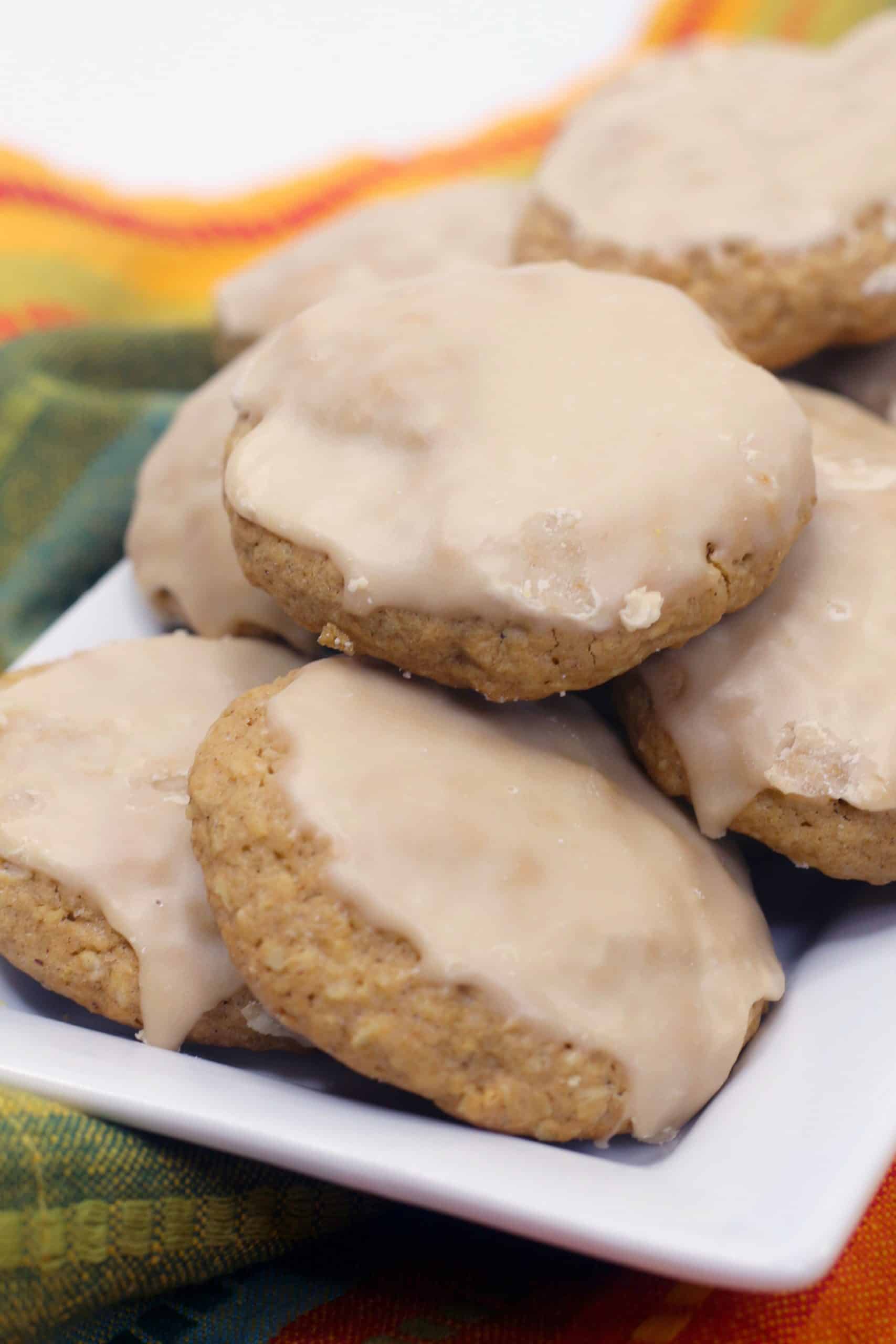 several easy oatmeal cookies on plate