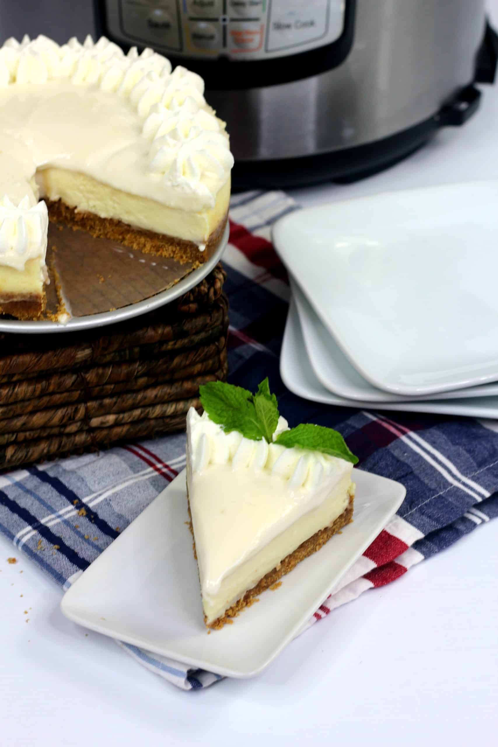 slice of pressure cooker cheesecake