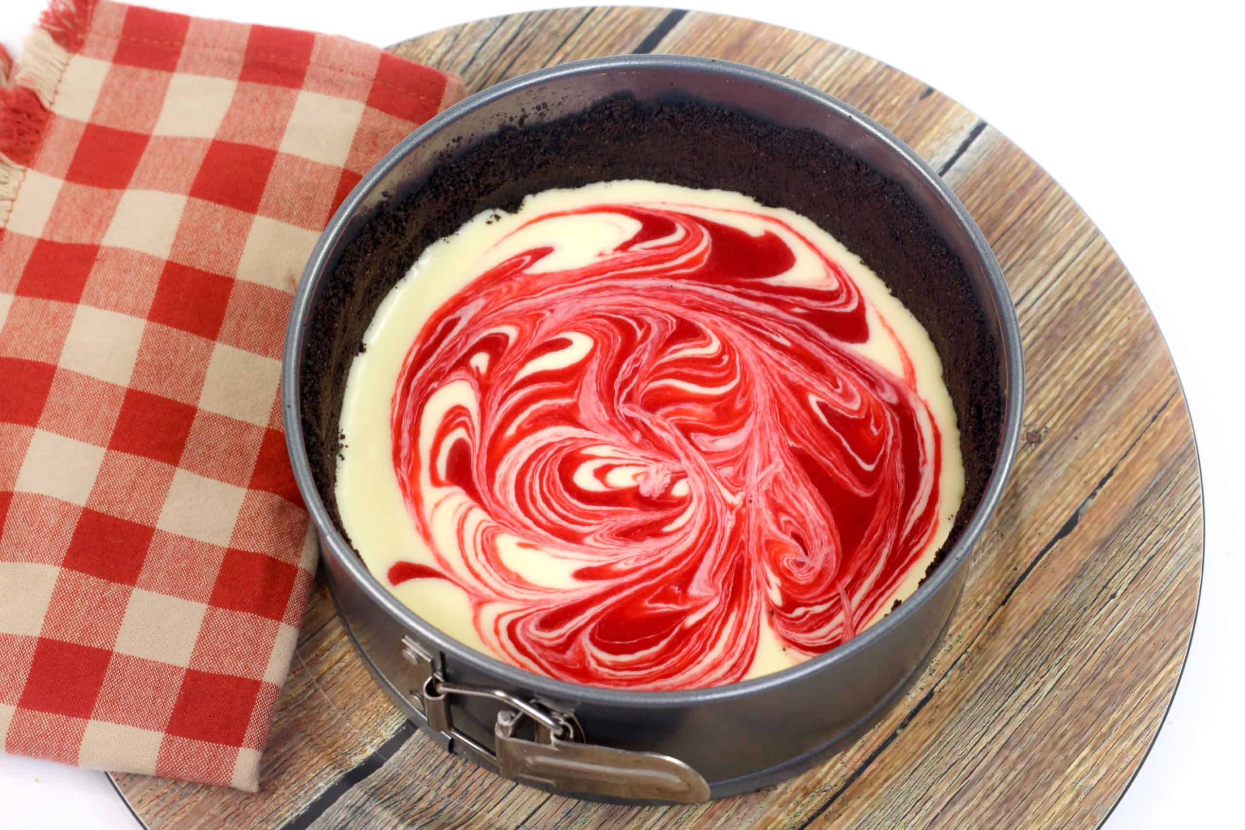 raspberry swirl in cheesecake