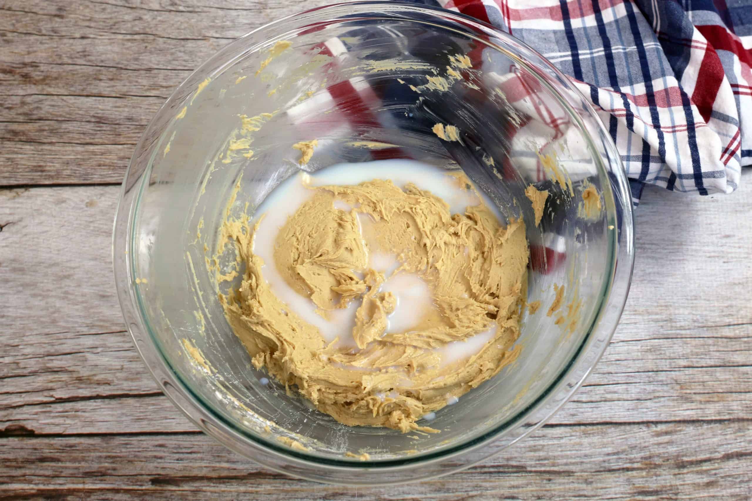 peanut butter frosting in a bowl