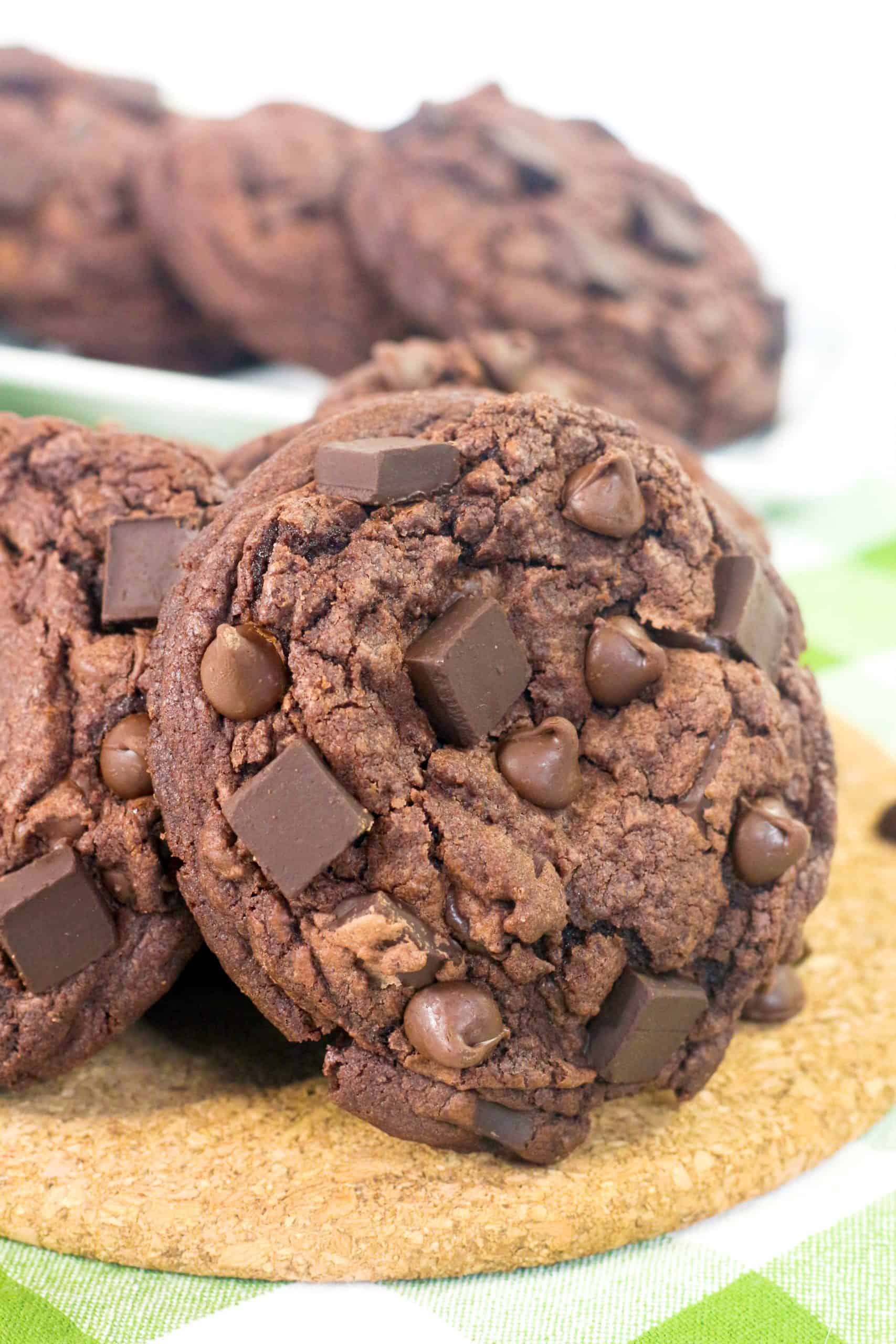 double chocolate chip cookies ready to eat