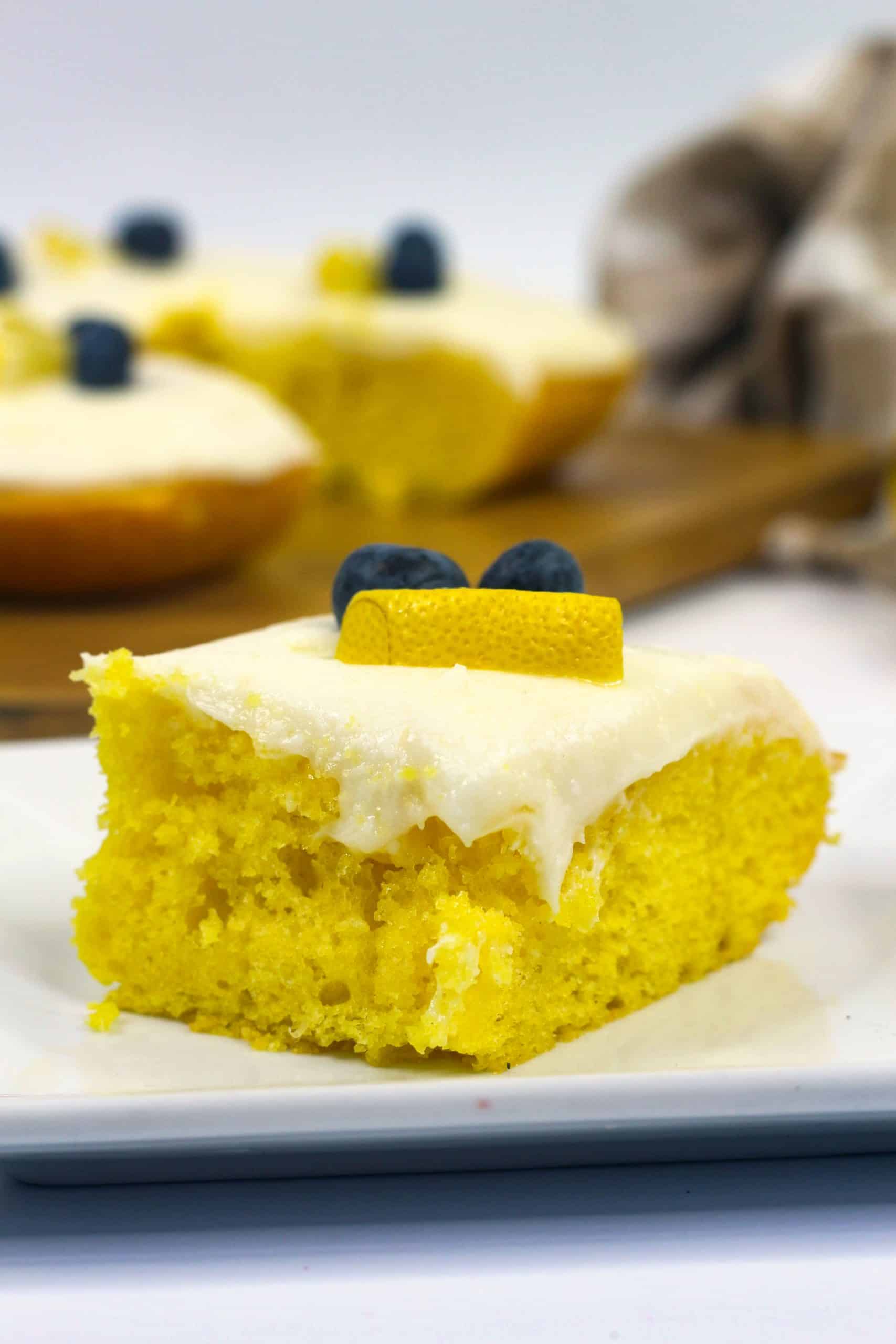 piece of homemade lemon cake on plate