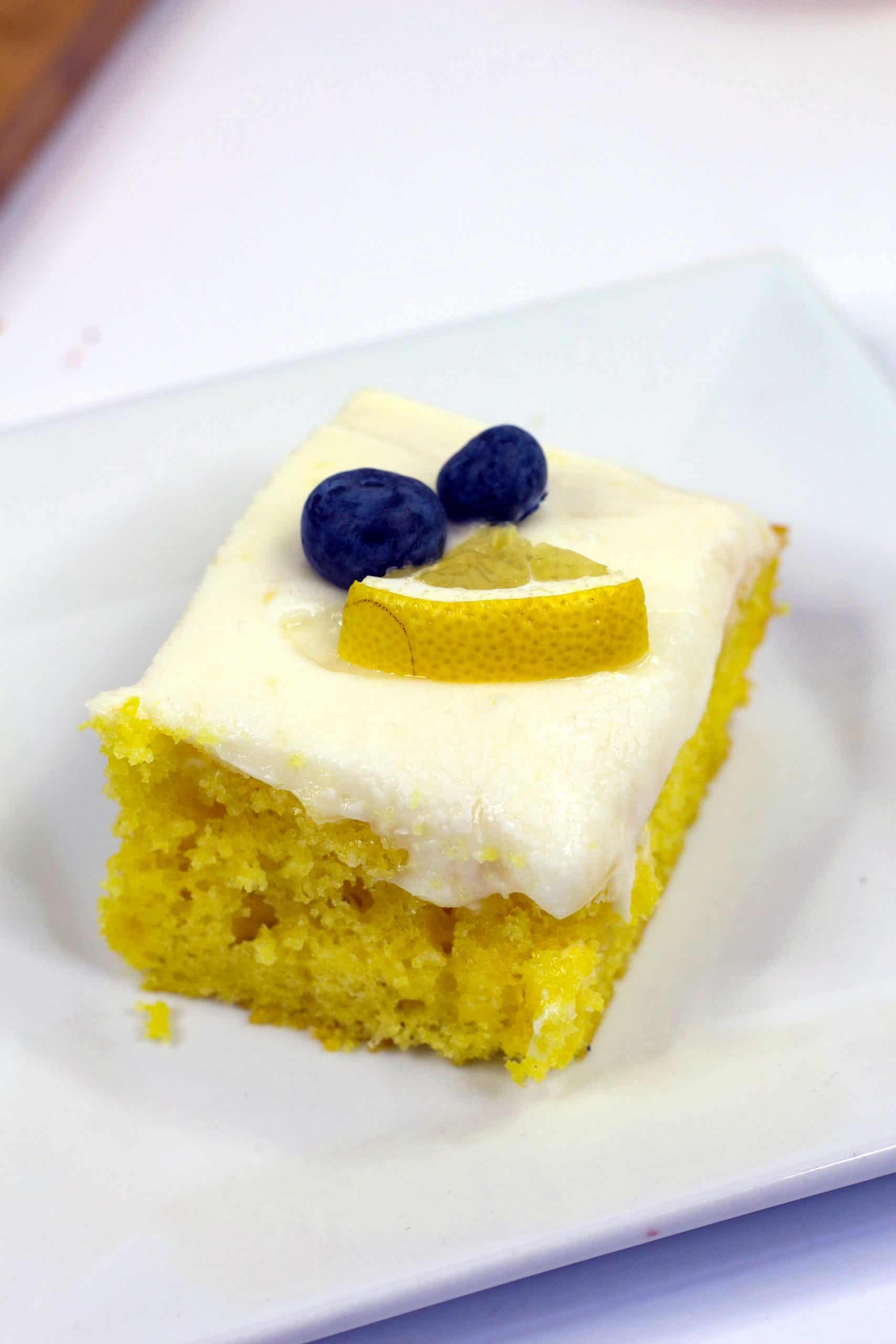 piece of homemade lemon cake on plate