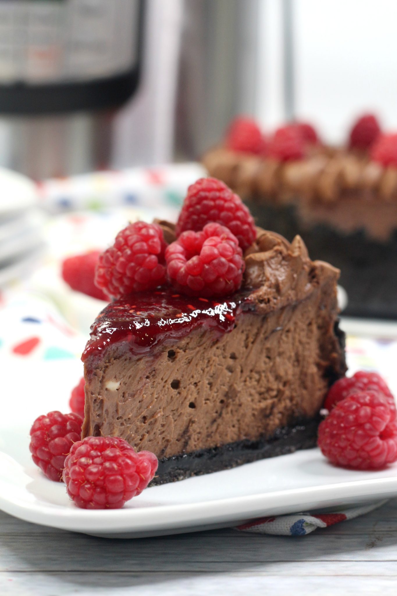 Instant Pot Chocolate Raspberry Cheesecake Recipe - Sweet Pea&amp;#39;s Kitchen