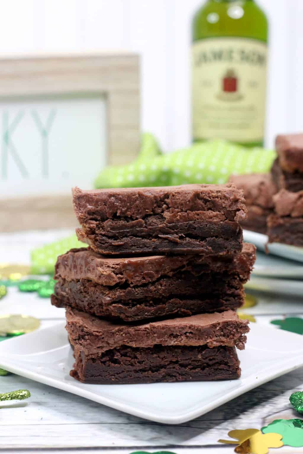 Irish Whiskey Brownies ,Whiskey Brownies ,adding whiskey to brownies , St. Patty's Day brownie recipe ,Jameson Whiskey Brownies