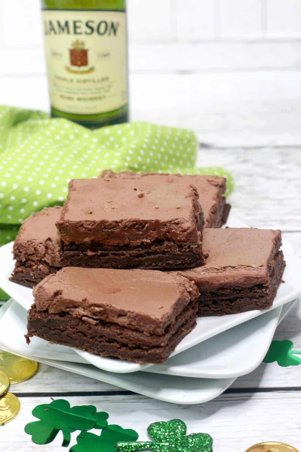 Irish Whiskey Brownies ,Whiskey Brownies ,adding whiskey to brownies , St. Patty's Day brownie recipe ,Jameson Whiskey Brownies