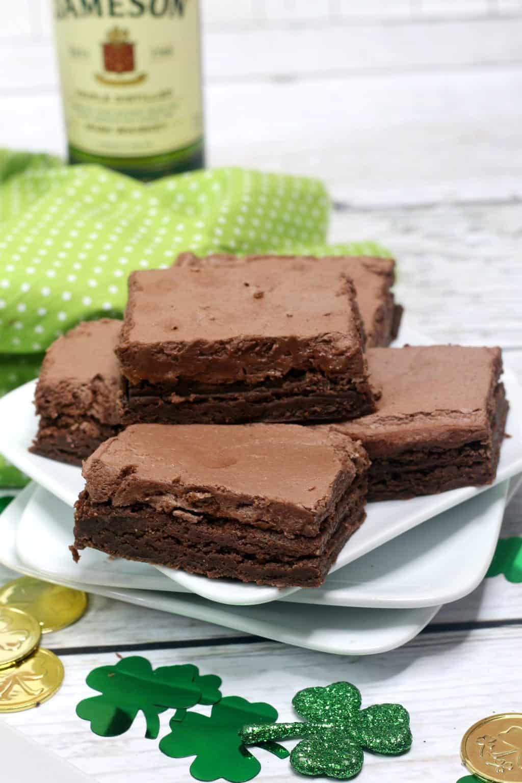 Irish Whiskey Brownies ,Whiskey Brownies ,adding whiskey to brownies , St. Patty's Day brownie recipe ,Jameson Whiskey Brownies