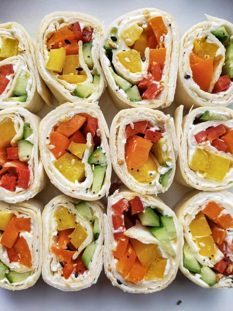 Easy Rainbow Veggie Pinwheels Recipe - Sweet Pea's Kitchen