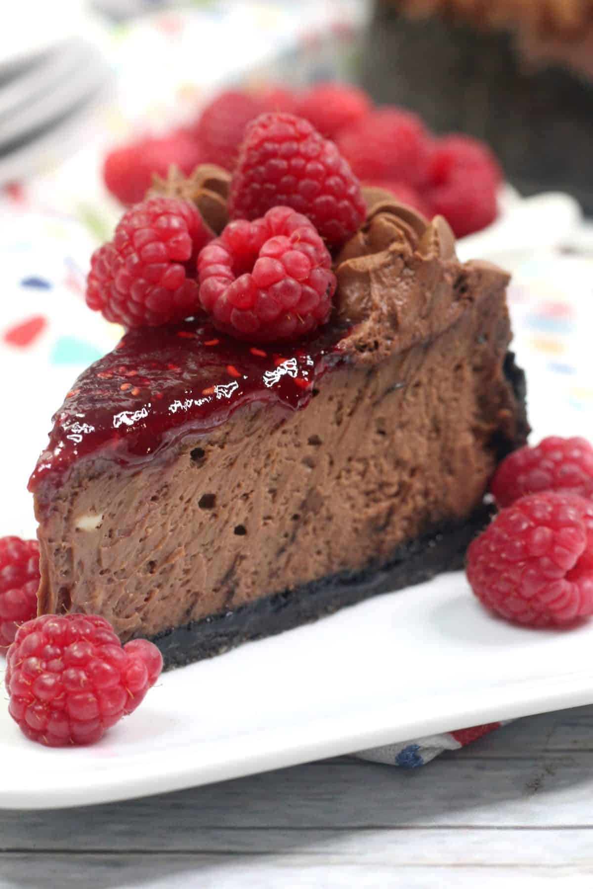 Instant Pot Chocolate Raspberry Cheesecake Recipe - Sweet Pea's Kitchen