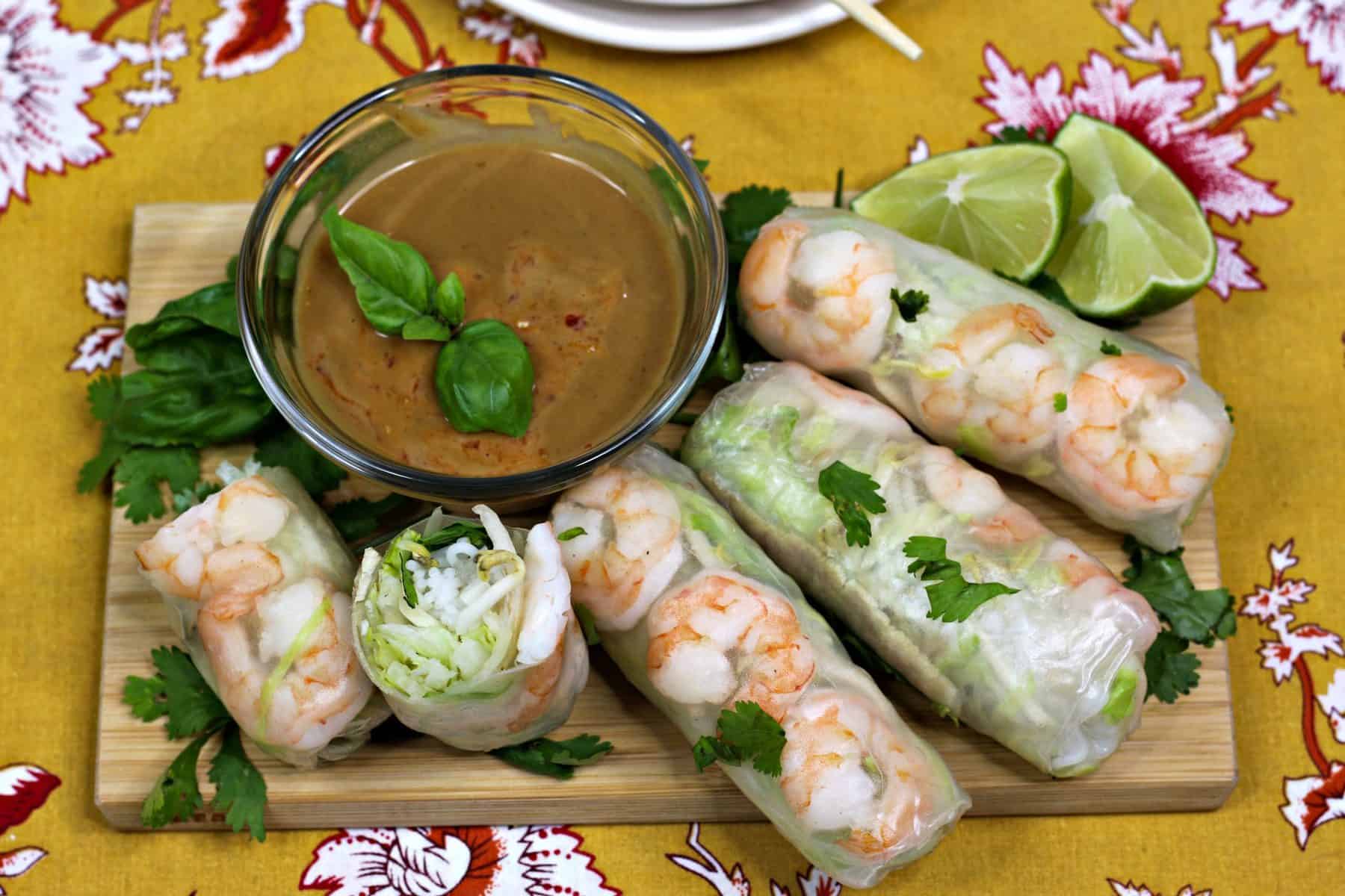 Homemade Thai Spring Rolls, Thai Spring Rolls With Homemade Peanut Sauce, Thai shrimp rolls