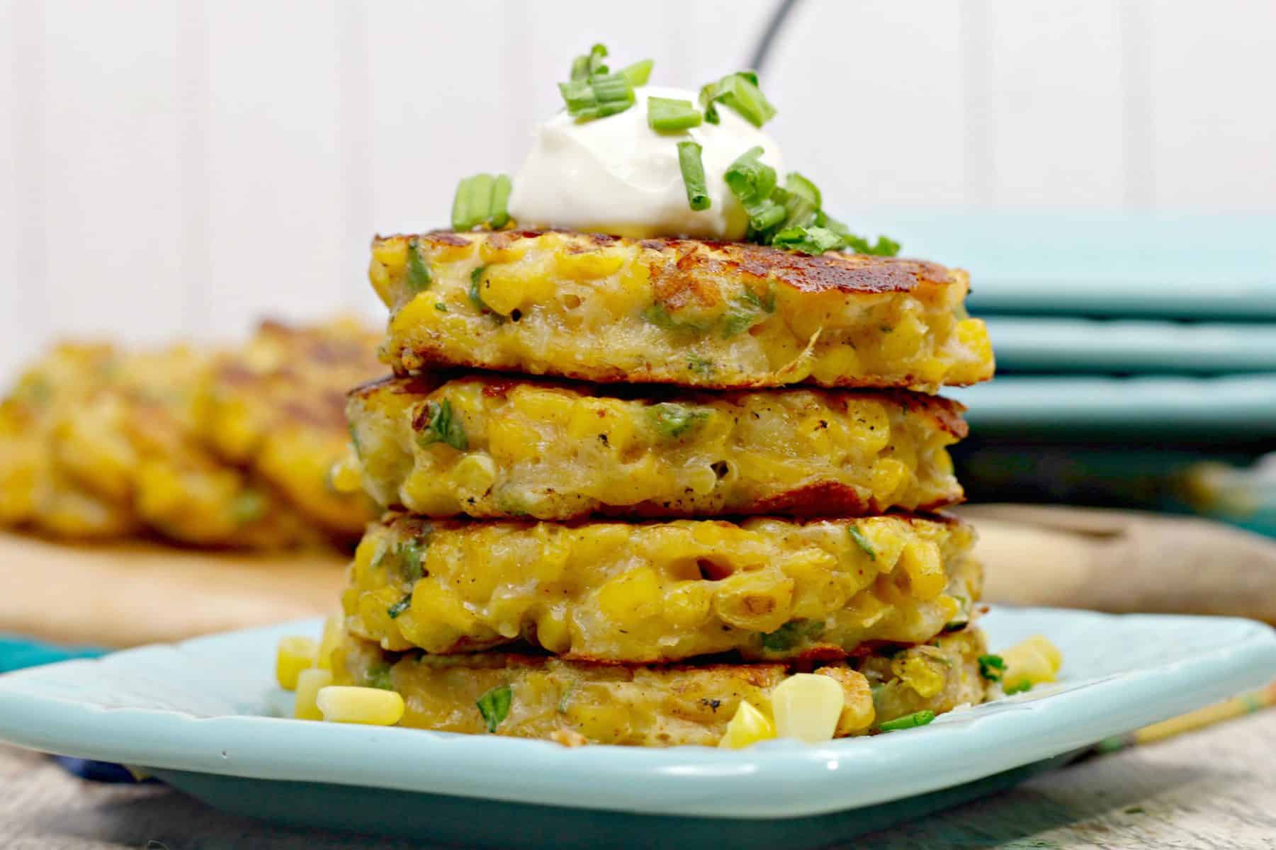  fried corn fritters, corn cakes