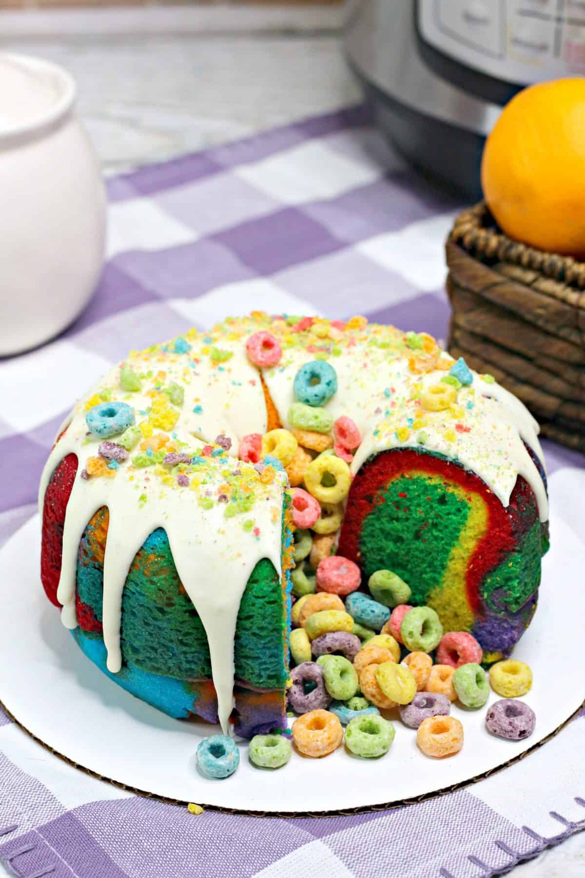 instant pot bundt cake, fruit loop cake