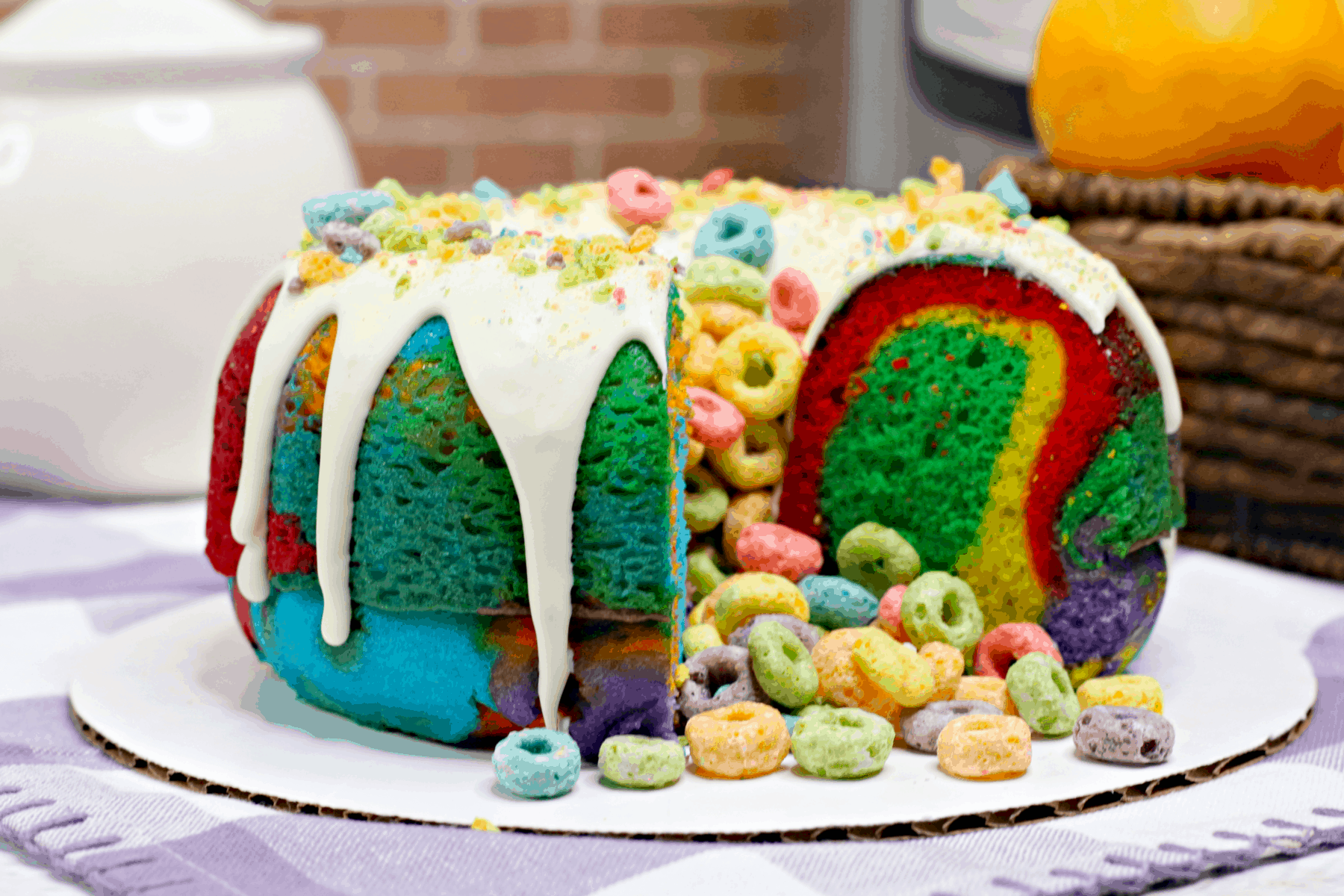 rainbow Bundt Cake, Instant pot Fruit Loop bundt cake