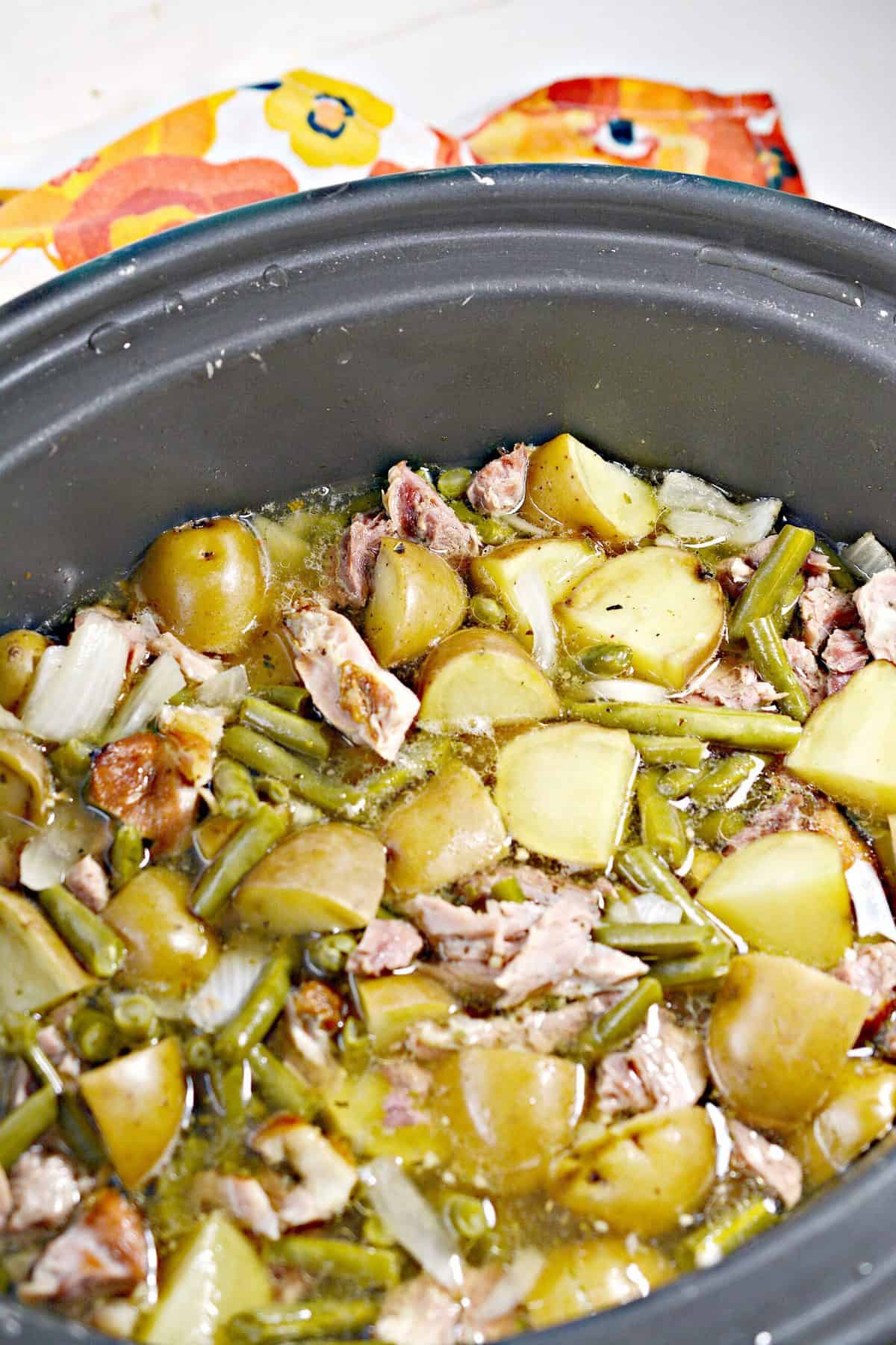 Slow Cooker Ham, Green Beans and Potatoes