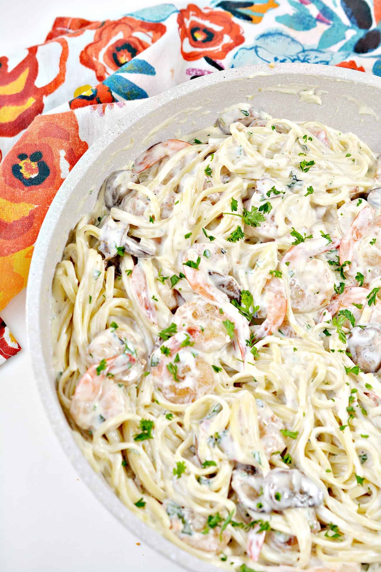 Shrimp and Mushroom Linguini with Cheese Creamy Herb Sauce Sweet Pea