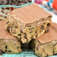 No Bake Cookie Dough Bars with Caramel Chocolate Icing