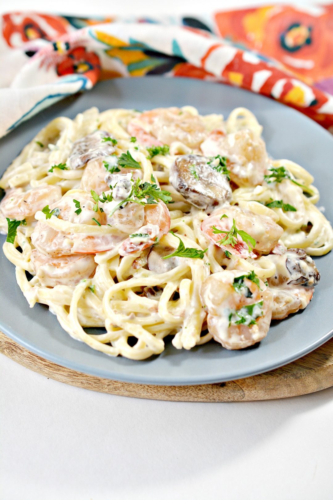 Shrimp and Mushroom Linguini with Cheese Creamy Herb Sauce Sweet Pea