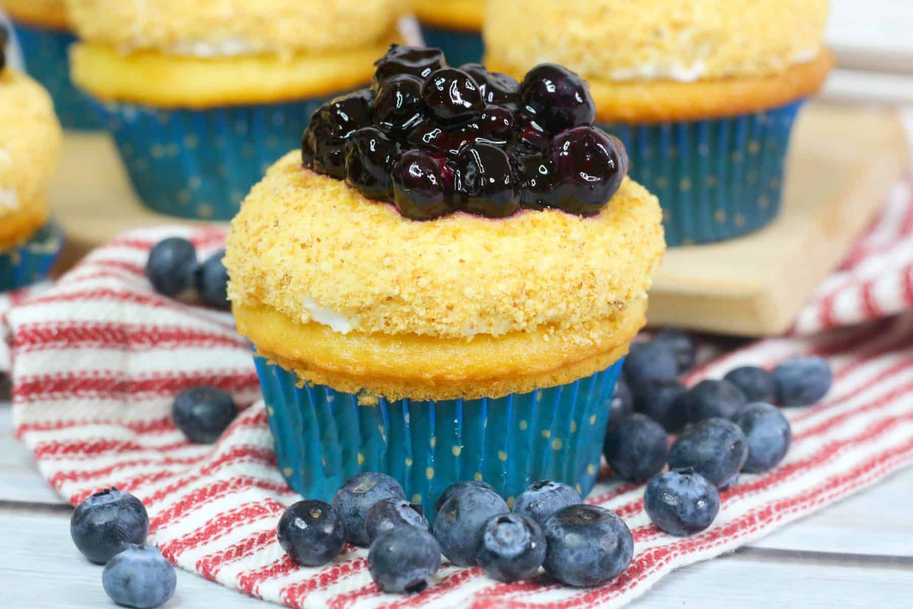 boxed cake mix cupcakes, blueberry filling cupcakes