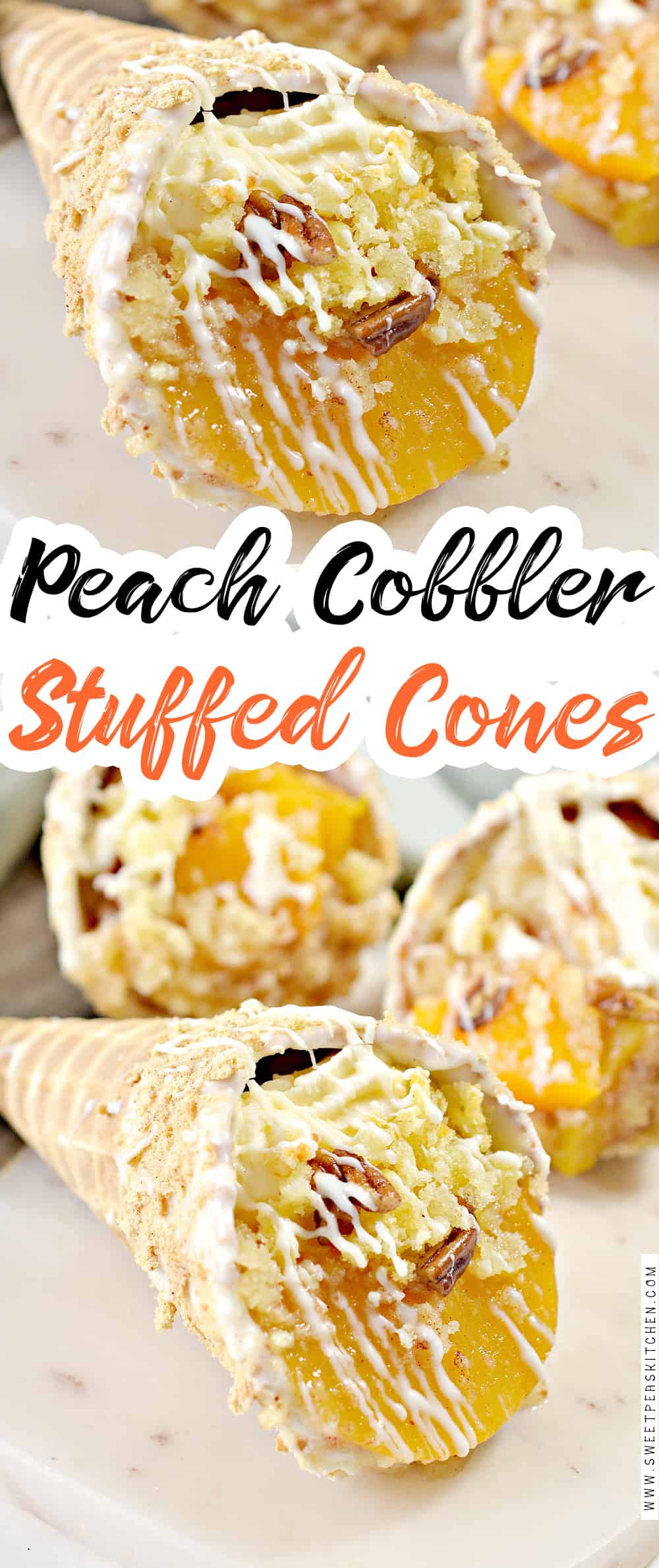 Peach Cobbler Stuffed Cones