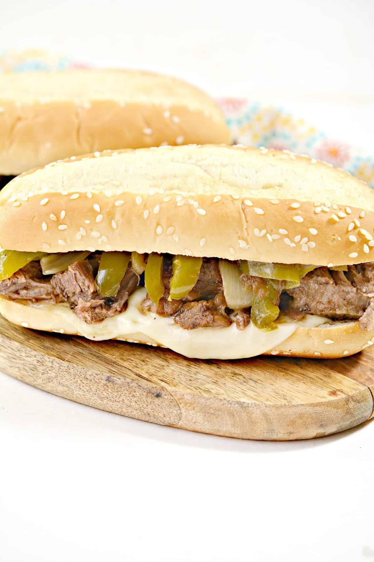 Slow Cooker Philly Cheesesteak Sandwiches