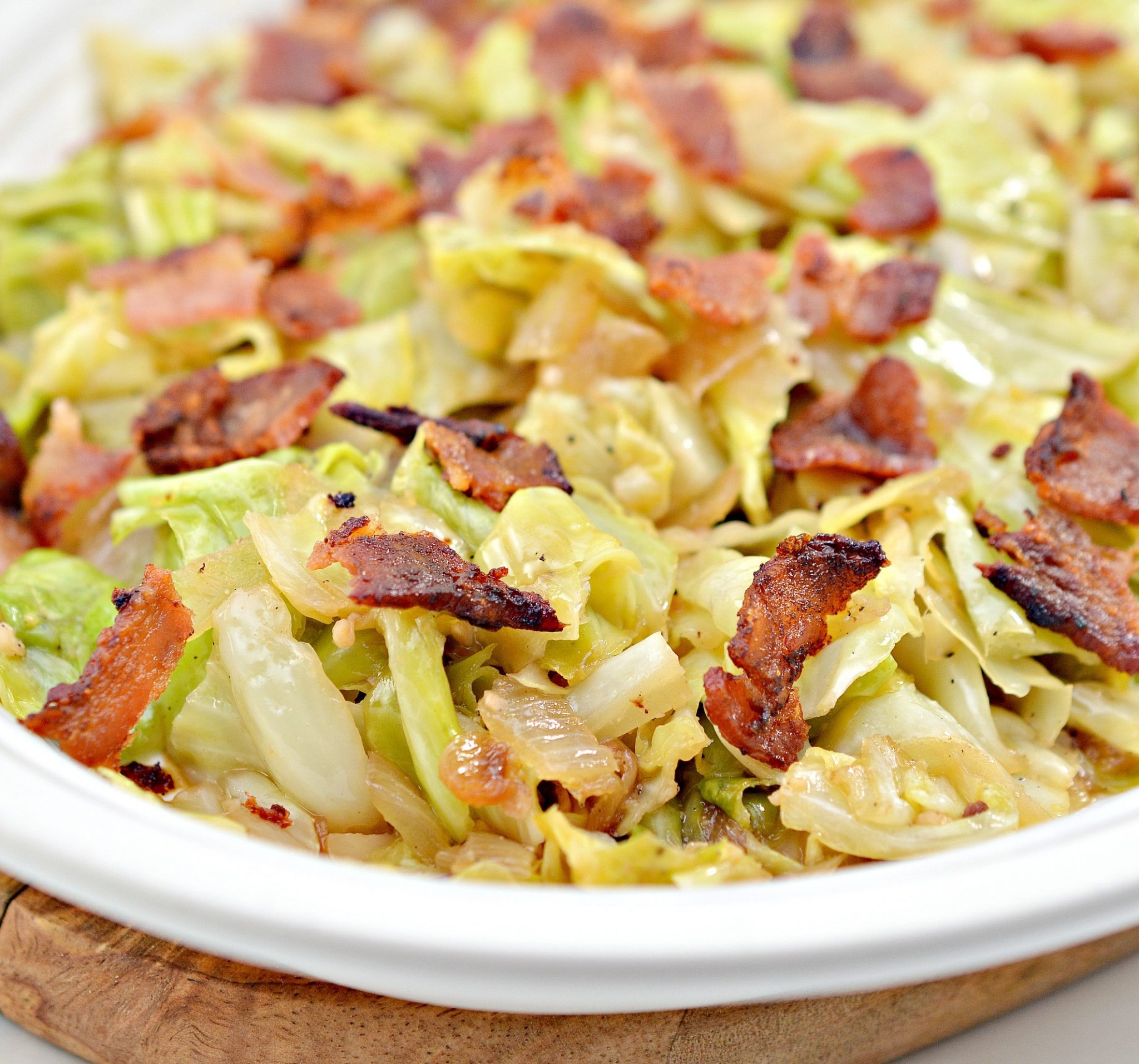 Fried Cabbage with Onions and Bacon - Sweet Pea's Kitchen