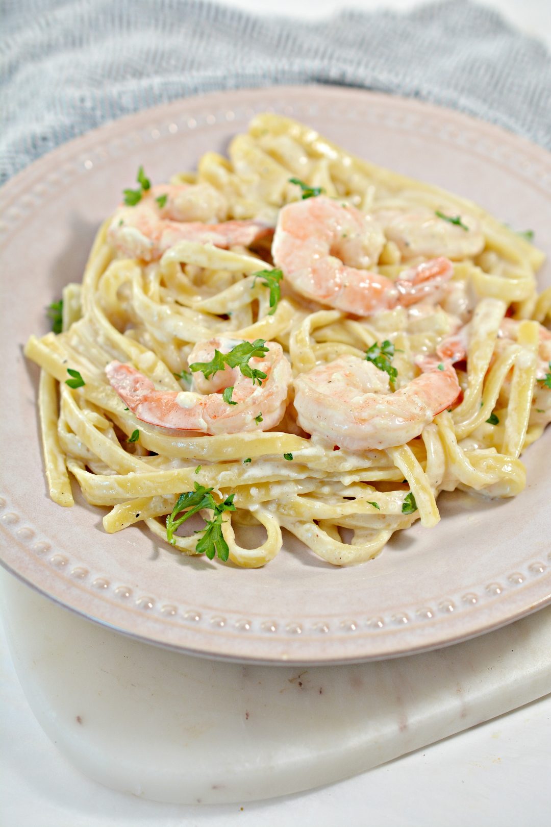 One Pan Shrimp Fettuccine Alfredo - Sweet Pea's Kitchen