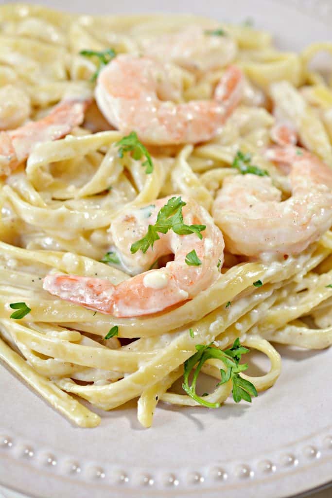 One Pan Shrimp Fettuccine Alfredo - Sweet Pea's Kitchen