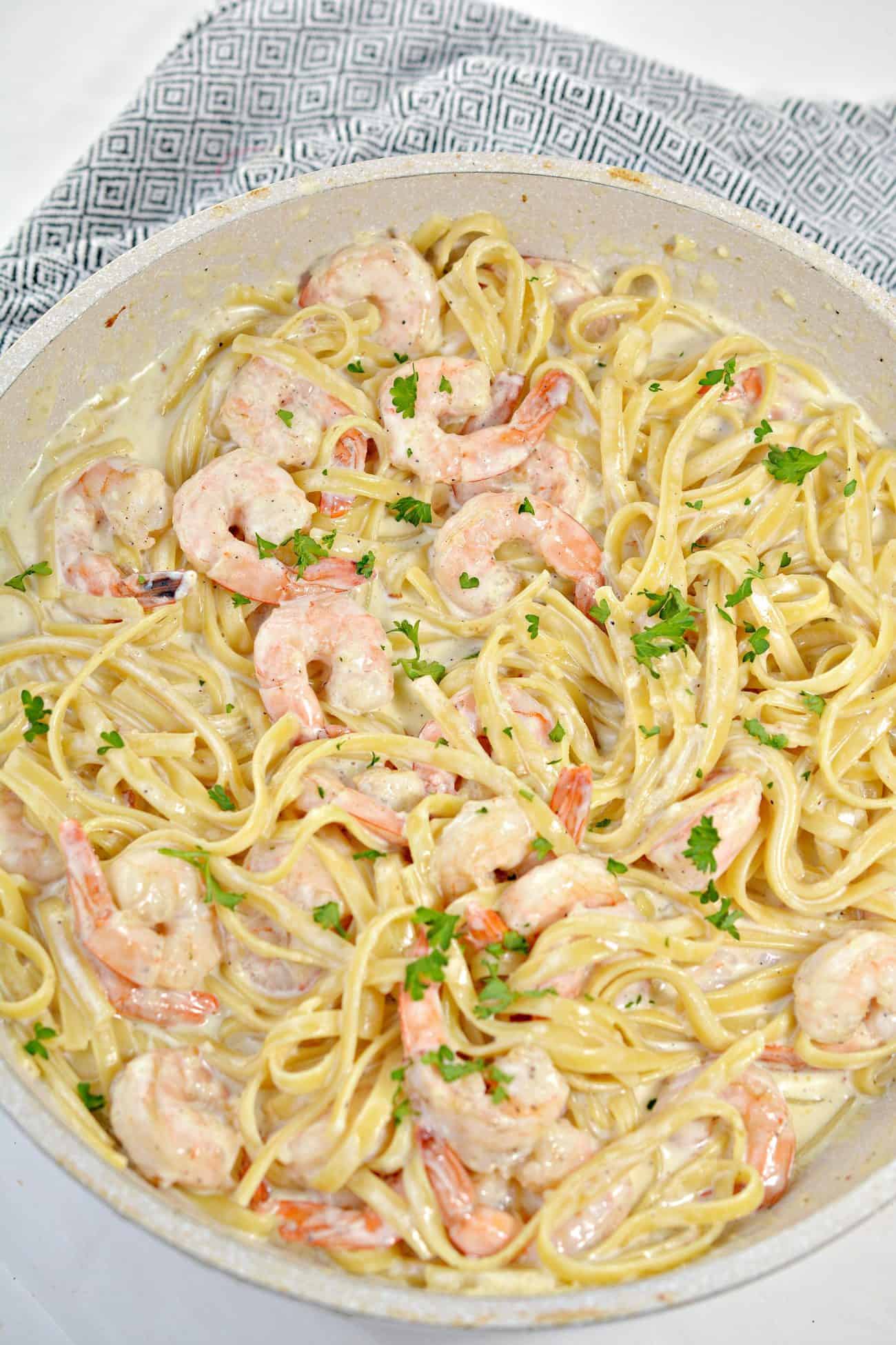 One Pan Shrimp Fettuccine Alfredo Sweet Pea S Kitchen Hot Sex Picture