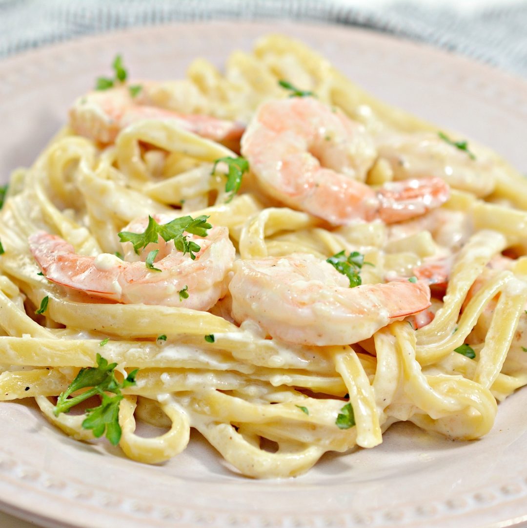 One Pan Shrimp Fettuccine Alfredo Sweet Peas Kitchen