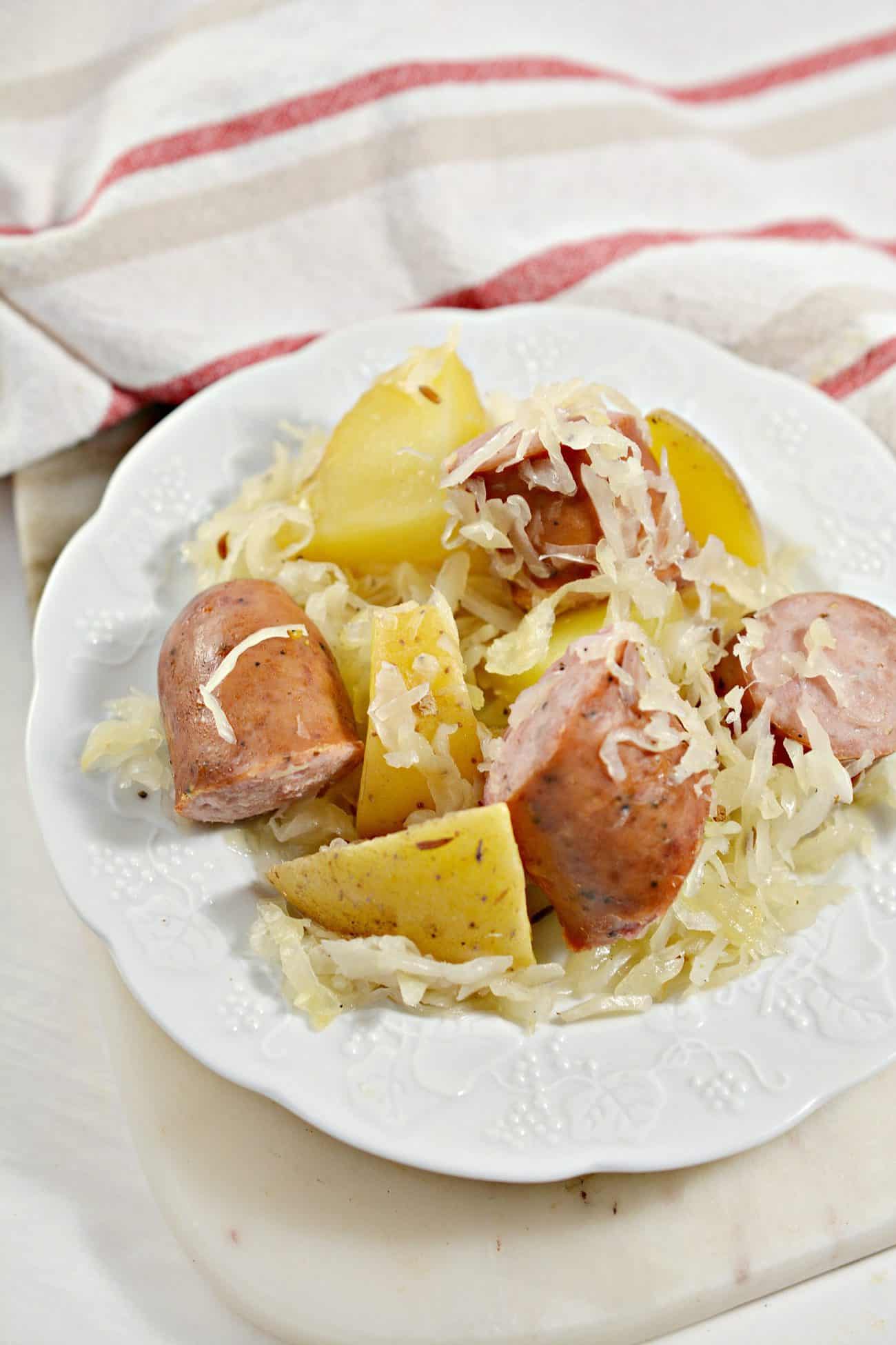 Polish Sausage, Sauerkraut And Potatoes (Crockpot) - Sweet Pea's Kitchen