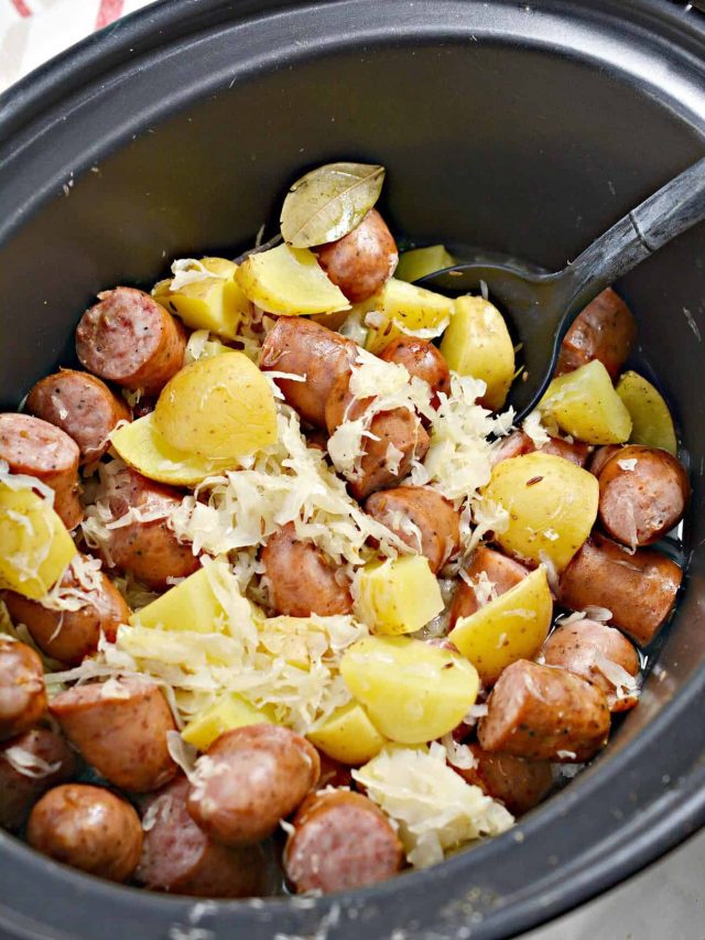 Polish Sausage, Sauerkraut And Potatoes (Crockpot) - Sweet Pea's Kitchen