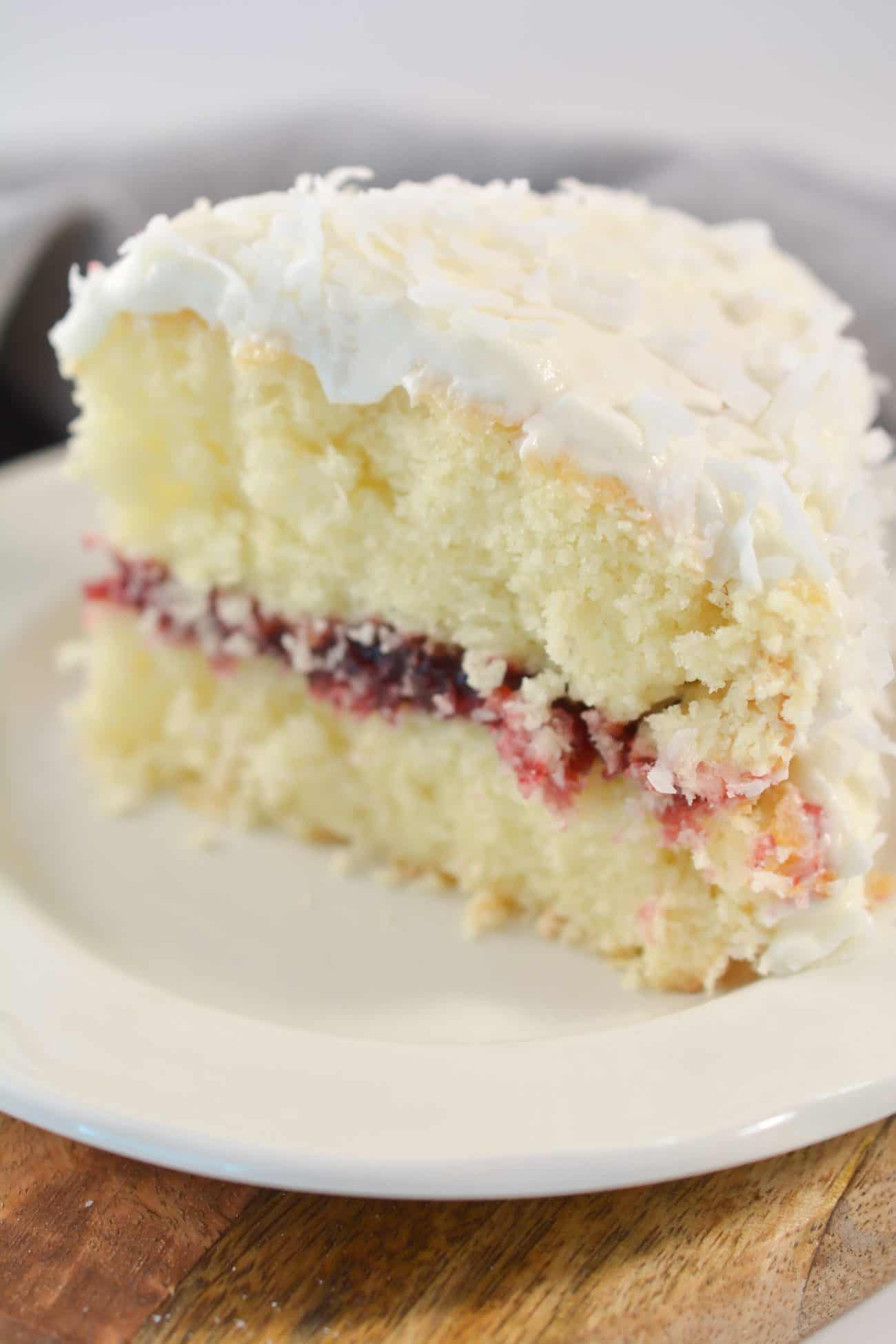 Coconut Cake with Raspberry Filling - Sweet Pea's Kitchen