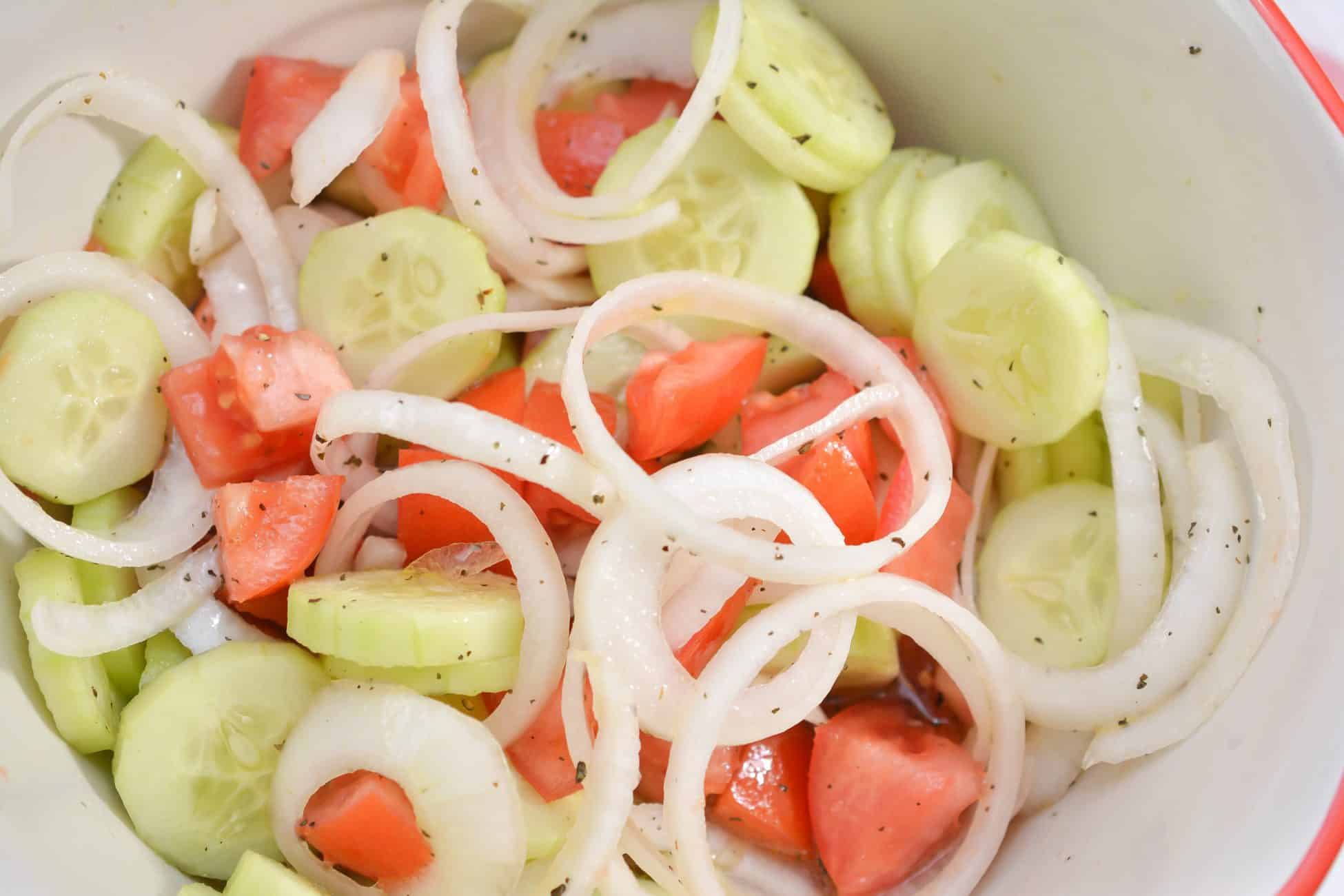 Marinated Cucumbers, Onions and Tomatoes
