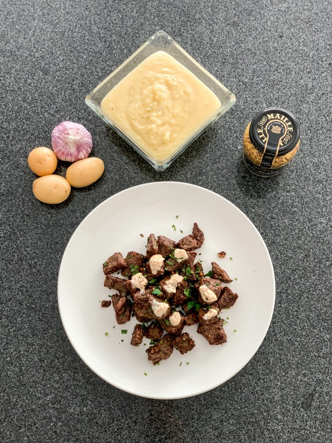 Steak Bites with Garlic Butter & Mustard Dipping Sauce Sweet Pea's