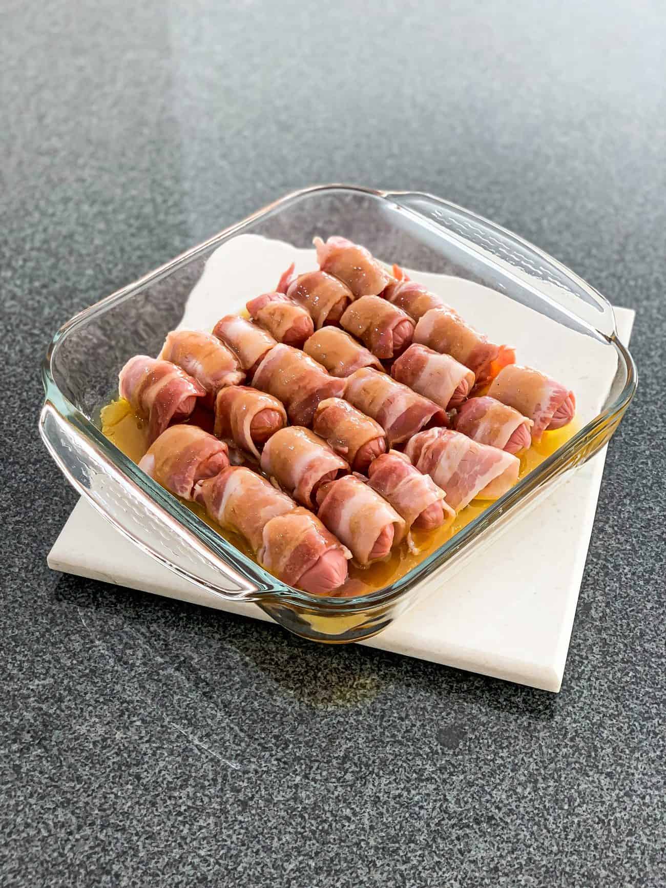 Bacon Wrapped Smokies With Brown Sugar and Butter 