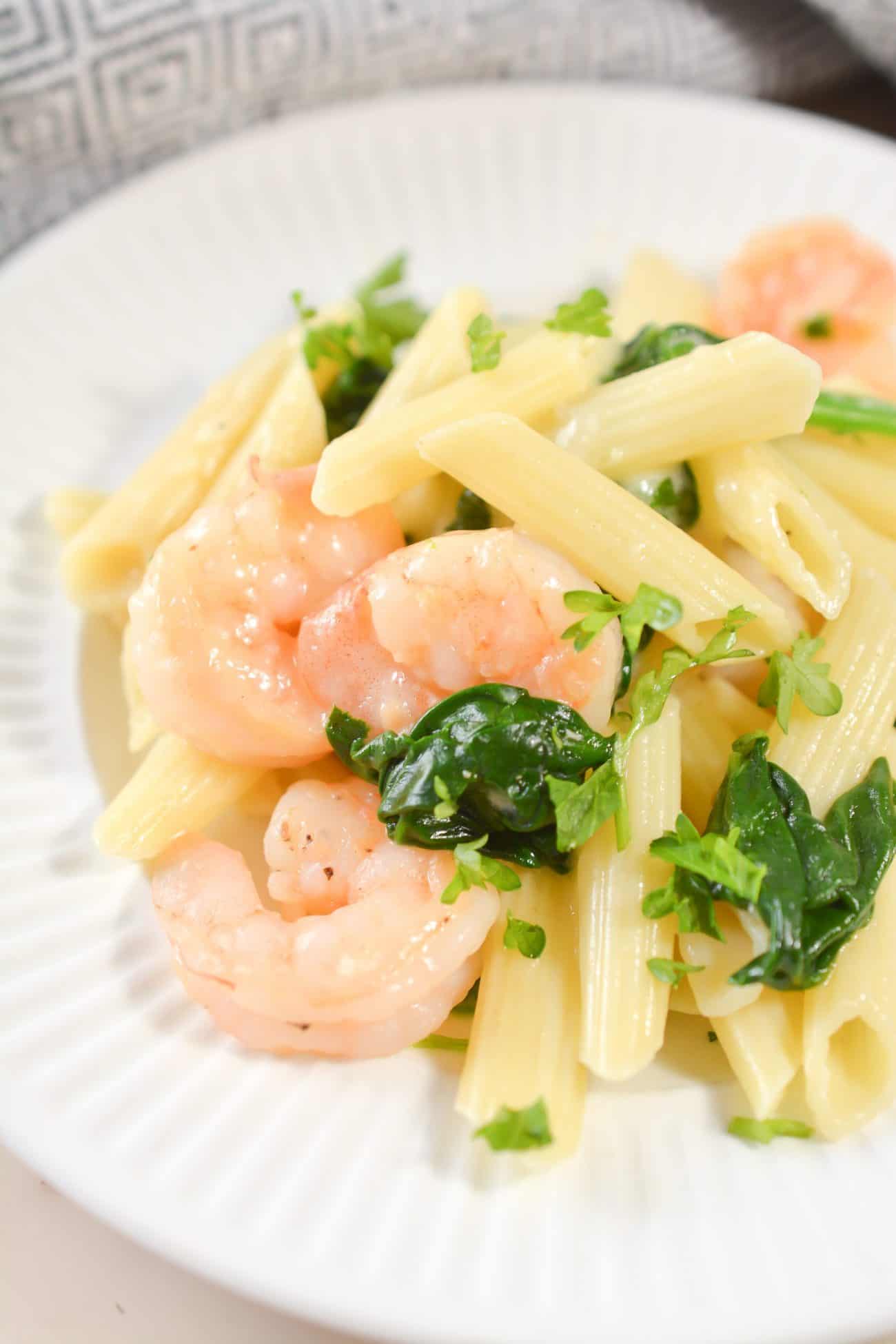 Cheese Shrimp Penne Pasta and Spinach