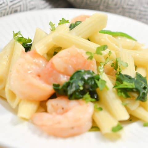 Cheese Shrimp Penne Pasta and Spinach - Sweet Pea's Kitchen