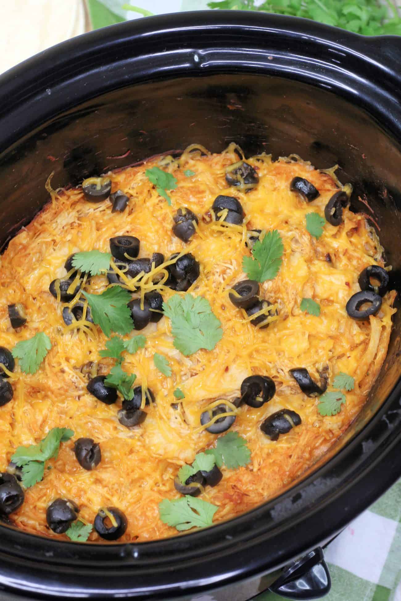 Crock Pot Chicken Enchilada Casserole - Sweet Pea's Kitchen