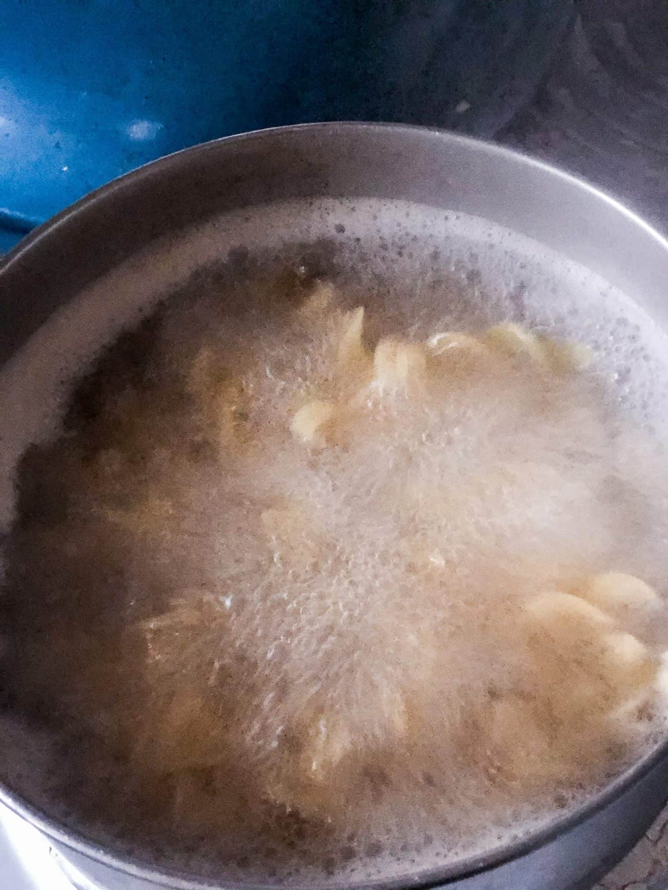 Wait for the water to boil and then add in the egg noodles.