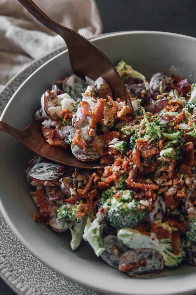 Broccoli Salad With Red Grapes, Bacon and Sunflower Seeds Sweet Pea's